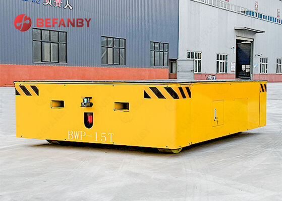 کالسکه انتقال بدون ریل با ظرفیت بار 15T با چرخ های PU و کنترل از راه دور برای مصارف صنعتی